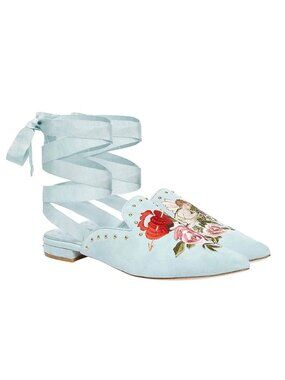 Camilla Backless Point Toe Slipper Dusty Blue Size European 38 USA Size 7 b